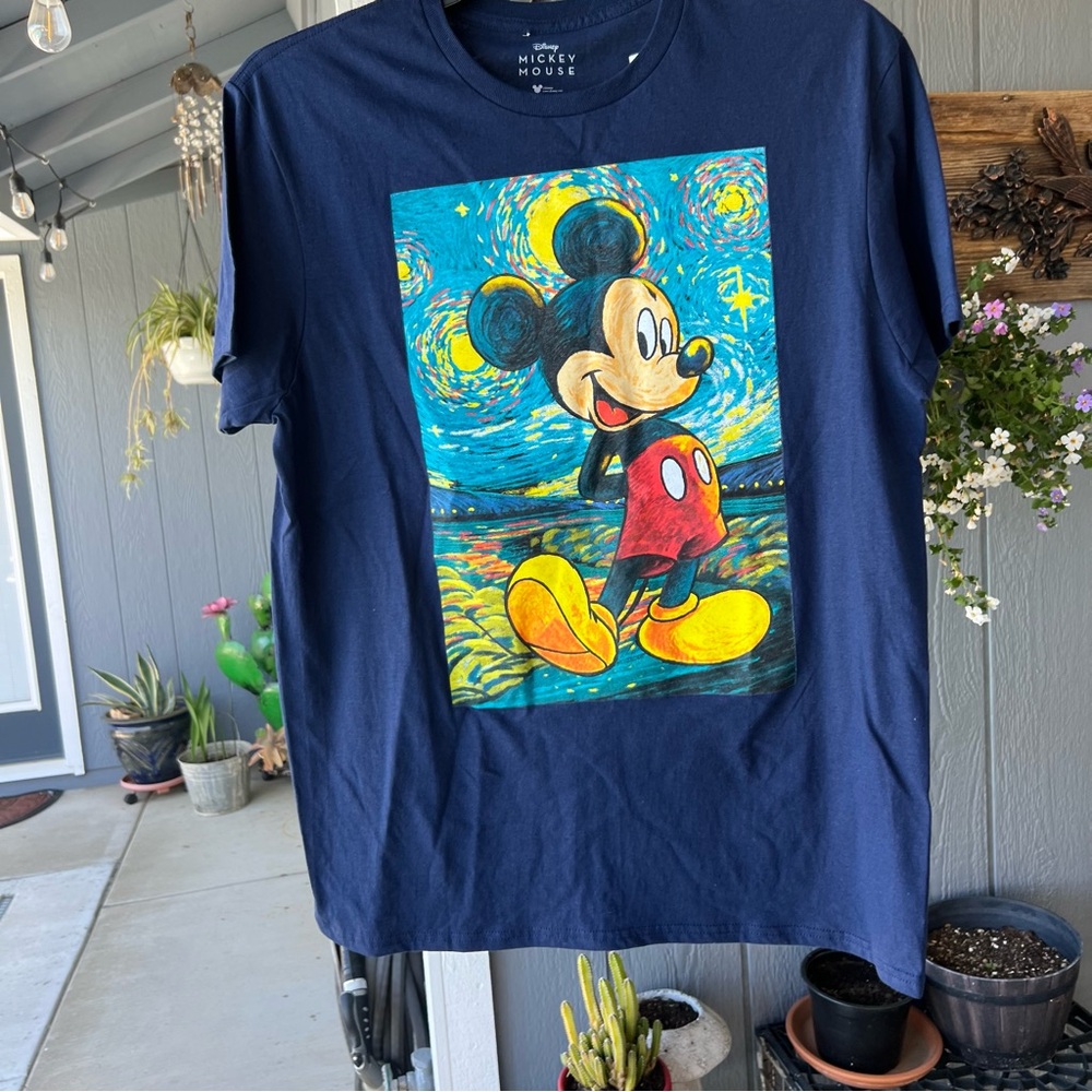 Disney Mickey Mouse Navy T-shirt With Bright Graphic, Mens Sz L